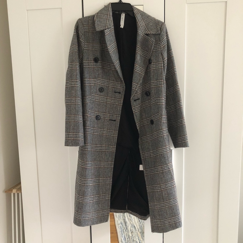 Mural Plaid Midi Coat
